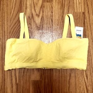 NWT TIME AND TRU YELLOW FLORAL BIKINI TOP - SIZE XL
